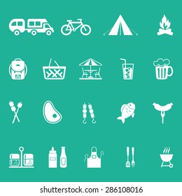 Camping and barbecue icons set
