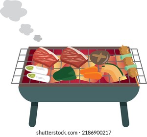 Camping barbecue meat ingredients cooking
