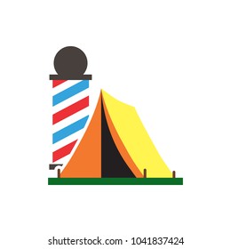 Camping Barber Logo Icon Design