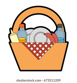 camping basket cartoon