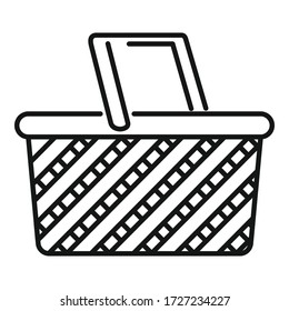 Icono de la canasta. Icono del vector de la cesta de acampada de esquema para diseño web aislado en fondo blanco