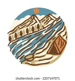 Camping and beauty landscape graphic illustration vector art t-shirt design
