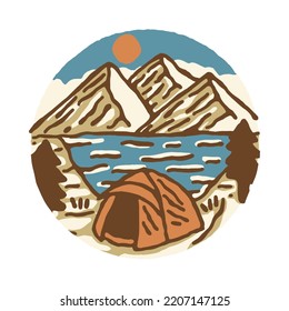 Camping and beauty landscape graphic illustration vector art t-shirt design