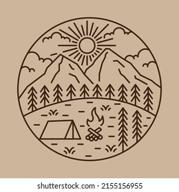 Camping in beauty nature graphic illustration vector art t-shirt design