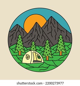 Camping in the beauty nature graphic illustration vector art t-shirt design