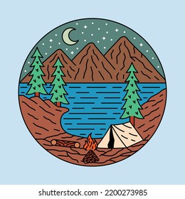 Camping in the beauty nature graphic illustration vector art t-shirt design
