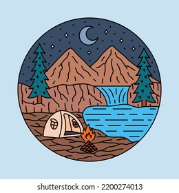 Camping in the beauty nature graphic illustration vector art t-shirt design