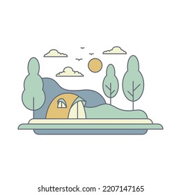 Camping and beauty nature graphic illustration vector art t-shirt design
