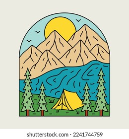 Naturaleza de camping y belleza ilustración gráfica de arte vectorial diseño de camisetas