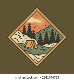 Camping in the beauty nature graphic illustration vector art t-shirt design