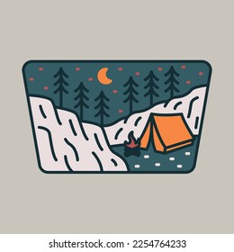 Camping at beauty night graphic illustration vector art t-shirt design