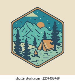 Camping and beauty sunrise graphic illustration vector art t-shirt design