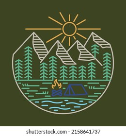 Camping with beauty view graphic illustration vector art t-shirt design