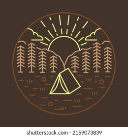 Camping with beauty view of sunrise graphic illustration vector art t-shirt design