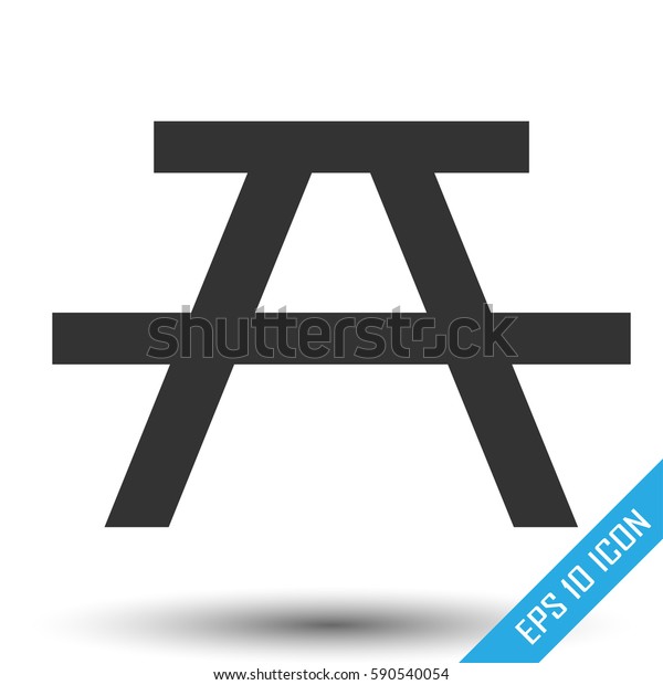 Camping bench Icon, Camping bench\
flat logo isolated on white background. Vector\
illustration