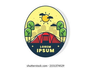 Camping mit großem Zelt-Flachbild-Design