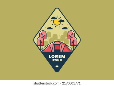 camping with a big tent flat illustration design