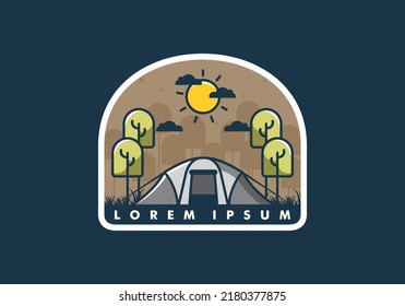Camping mit großem Zelt-Flachbild-Design