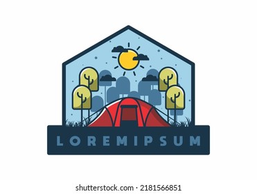 Camping With A Big Tent Flat Illustration Design