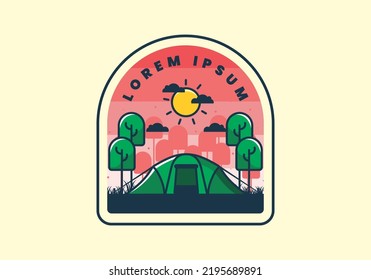 Camping With A Big Tent Flat Illustration Design