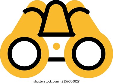 Binoculares de camping, ilustración, vector sobre fondo blanco.