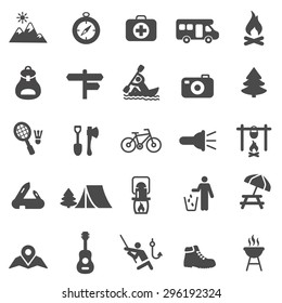 Camping black icons set.Vector