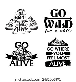 Camping Black and White Design Set