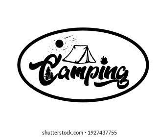 camping black and white logo illustration 