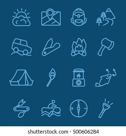Camping blue line icon