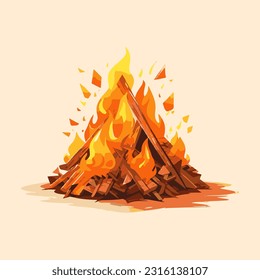 camping bonfire 3d detailed illustration
