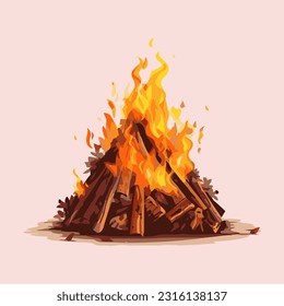 camping bonfire 3d detailed illustration