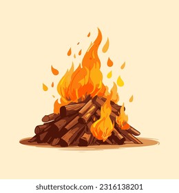 camping bonfire 3d detailed illustration