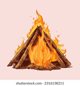 camping bonfire 3d detailed illustration