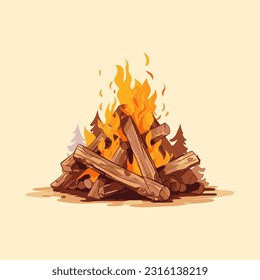 camping bonfire 3d detailed illustration