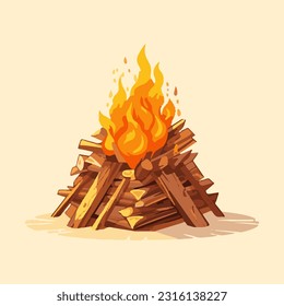 camping bonfire 3d detailed illustration