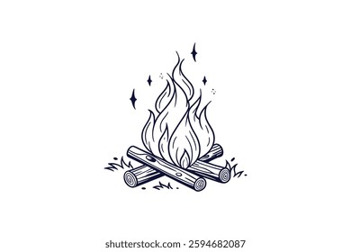 camping bonfire clip art vector illustration