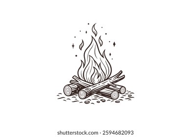 camping bonfire clip art vector illustration