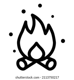 Camping Bonfire Flat Icon Isolated On White Background