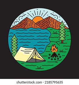 Camping and bonfire graphic illustration vector art t-shirt design