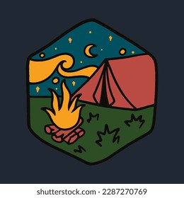 Camping and bonfire graphic illustration vector art t-shirt design