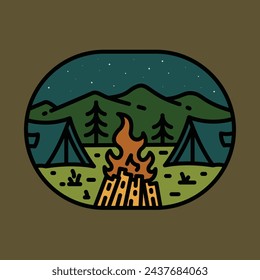 Camping and bonfire graphic illustration vector art t-shirt design