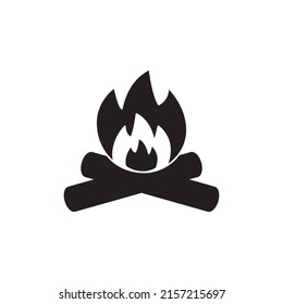 Camping Bonfire icon in black flat glyph, filled style isolated on white background