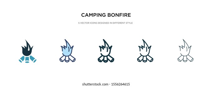 camping bonfire icon in different style vector illustration. two colored and black camping bonfire vector icons designed in filled, outline, line and stroke style can be used for web, mobile, ui