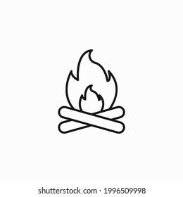 camping bonfire icon from nature outline collection. Thin line camping bonfire icon isolated on white background. Bonfire icon or logo line art style.