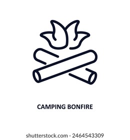 camping bonfire icon. Thin line camping bonfire icon from nature collection. Outline vector isolated on white background. Editable camping bonfire symbol can be used web and mobile