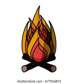 Camping bonfire isolated