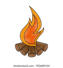 Camping bonfire isolated