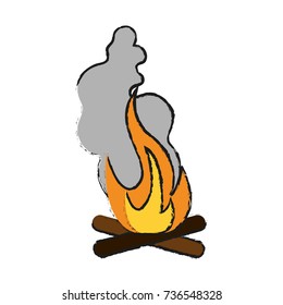 Camping bonfire isolated