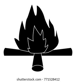 Camping bonfire isolated