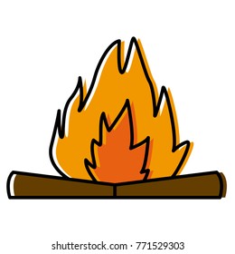 Camping bonfire isolated